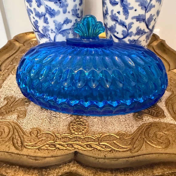 Blue Glass Decorative Butterdish bought as Fenton